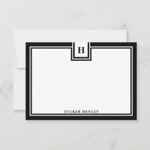 Carte De Correspondance Papeterie contemporaine à bordure noire gras monog