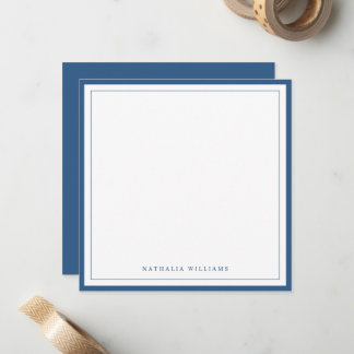 Carte De Correspondance Papeterie de base simple avec une bordure bleu mar