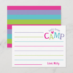 Carte De Correspondance Papeterie de camp d'été rayures colorées girly