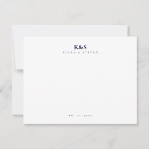 Carte De Correspondance Papeterie de couple à monogramme bleu marine class