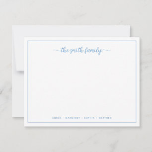 Carte De Correspondance Papeterie de famille à bordure bleu poussiéreux éc