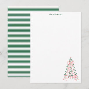 Carte De Correspondance Papeterie de famille à motif d'arbre de Noël fanta