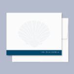 Carte De Correspondance Papeterie de famille avec coquillage à bande bleu<br><div class="desc">Ce design présente une coquille de mer délavée en arrière-plan avec une bande en bas pour votre nom/texte. Cliquez sur le bouton Personnaliser si vous souhaitez ajuster les éléments de design et/ou modifier davantage le texte ! Des variations de ce design, des couleurs supplémentaires, ainsi que des produits coordonnés sont...</div>