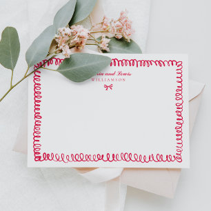 Carte De Correspondance Papeterie de Fête des mariées Whimsical rose main