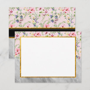 Carte De Correspondance Papeterie de jardin floral et bureau en marbre