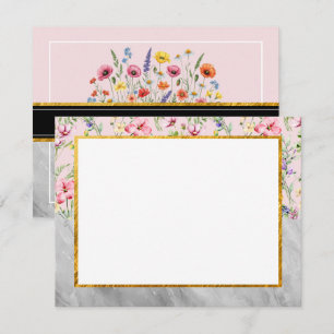 Carte De Correspondance Papeterie de jardin floral et bureau en marbre