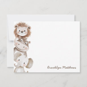 Carte De Correspondance Papeterie de la gare des petits amis lion, hippopo