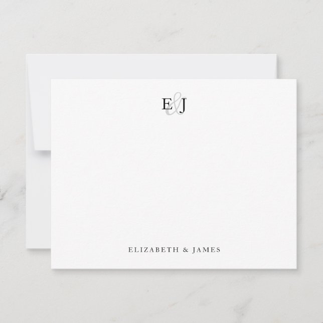 Carte De Correspondance Papeterie de mariage élégante monogrammée  (Devant)
