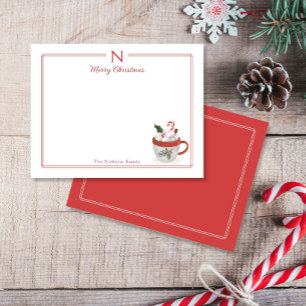 Carte De Correspondance Papeterie de Noël Fun Familiale Monogram Hot Cocoa