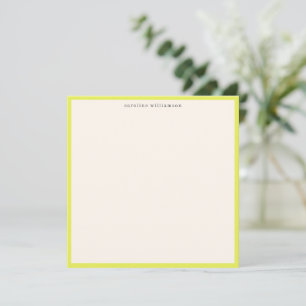 Carte De Correspondance Papeterie de nom de bordure jaune Wasabi minimalis