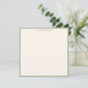 Carte De Correspondance Papeterie de nom de bordure verte jade minimale Mi