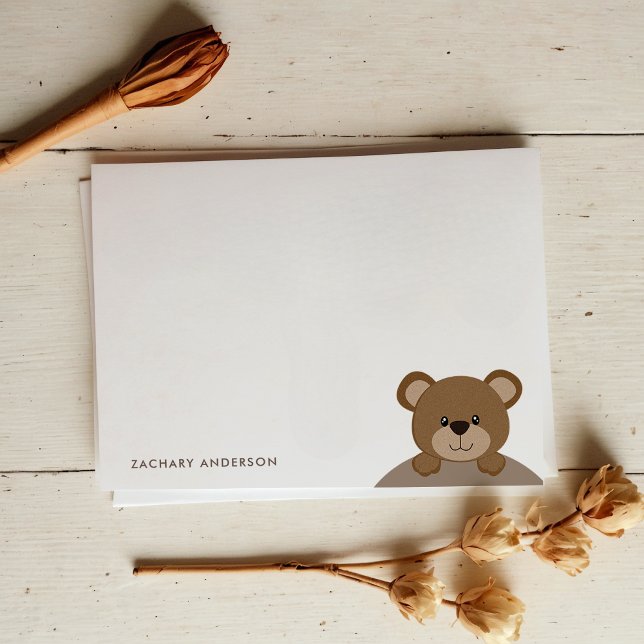 Carte De Correspondance Papeterie de nom d'enfants ourson marron choco mig (Créateur téléchargé)