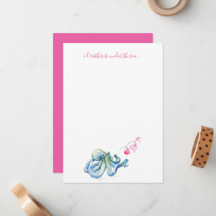 Carte De Correspondance Papeterie de plage personnalisée Octopus aquarelle