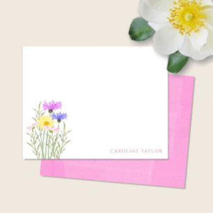 Carte De Correspondance Papeterie de printemps florale aquarelle de fleurs