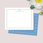 Carte De Correspondance Papeterie de station moderne à deux initiales avec<br><div class="desc">Ce design présente une fine double bordure avec un espace pour un monogramme de 2 lettres et un nom/texte en haut. Cliquez sur le bouton Personnaliser si vous souhaitez ajuster les éléments de design et/ou modifier davantage le texte ! Des variations de ce design, des couleurs supplémentaires, ainsi que des...</div>