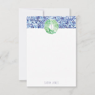 Carte De Correspondance Papeterie en verre bleu marine peinte à la main