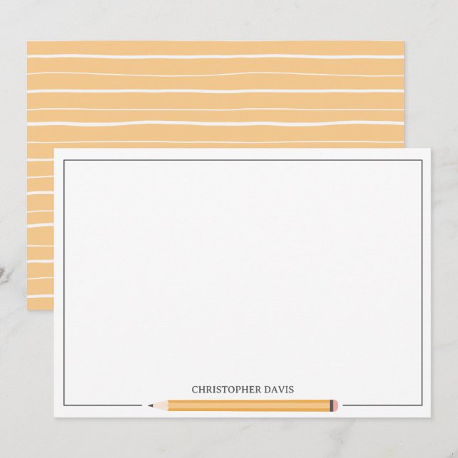 Carte De Correspondance Papeterie encadrée classique crayon retour à l'éco (Devant / Derrière)