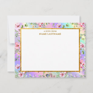 Carte De Correspondance Papeterie Fleur de Champ à l'Aquarelle Pastel avec