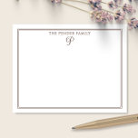 Carte De Correspondance Papeterie Marron Monogramme Initial de la Famille<br><div class="desc">Ce design présente une fine double bordure avec un espace pour un nom et un monogramme en joli script en haut. Cliquez sur le bouton Personnaliser si vous souhaitez ajuster les éléments de design et/ou modifier davantage le texte ! Des variations de ce design, des couleurs supplémentaires, ainsi que des...</div>