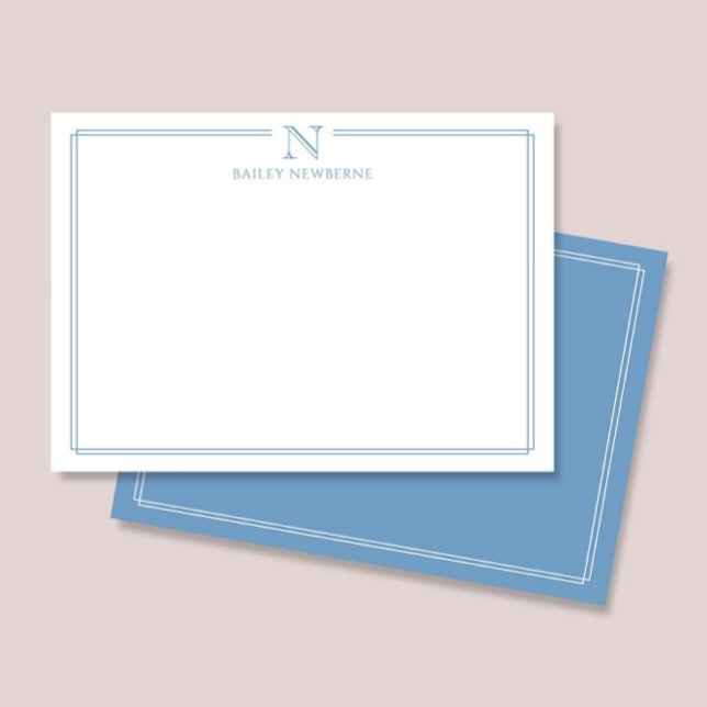 Carte De Correspondance Papeterie Moderne à Monogramme Initial avec Bordur (Créateur téléchargé)