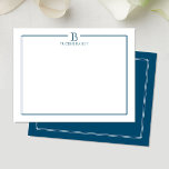 Carte De Correspondance Papeterie moderne avec bordure bleu marine foncé i<br><div class="desc">Ce design présente une double bordure fine avec un espace pour un monogramme et un nom/texte en haut. Cliquez sur le bouton personnaliser si vous souhaitez ajuster les éléments de design et/ou modifier davantage le texte ! Des variations de ce design, des couleurs supplémentaires, ainsi que des produits coordonnés sont...</div>