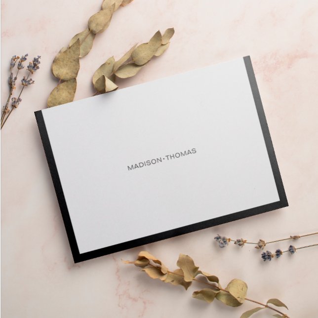 Carte De Correspondance Papeterie moderne chic noire (Créateur téléchargé)