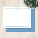 Carte De Correspondance Papeterie Moderne de Bureau avec Bordure Bleue Cla<br><div class="desc">Ce design présente une double bordure fine avec un espace pour un monogramme et un nom/texte en haut. Cliquez sur le bouton personnaliser si vous souhaitez ajuster les éléments de design et/ou modifier davantage le texte ! Des variations de ce design, des couleurs supplémentaires, ainsi que des produits coordonnés sont...</div>