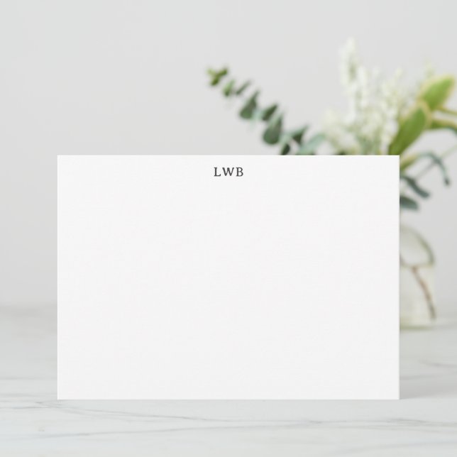 Carte De Correspondance Papeterie moderne noir blanc initiales monogrammée (Debout devant)