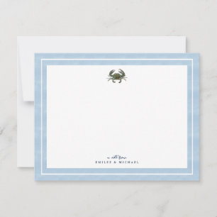 Carte De Correspondance Papeterie personnalisée aquarelle crabe bleu