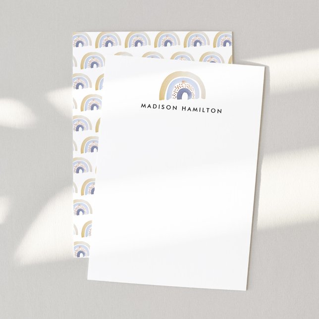Carte De Correspondance Papeterie personnalisée arc-en-ciel aquarelle bleu (Créateur téléchargé)