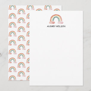 Carte De Correspondance Papeterie personnalisée arc-en-ciel aquarelle mign