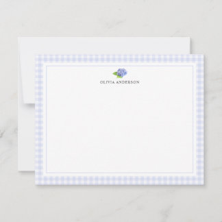 Carte De Correspondance Papeterie personnalisée avec bordure Gingham d'hor