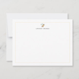 Carte De Correspondance Papeterie personnalisée avec bordure jaune abeille