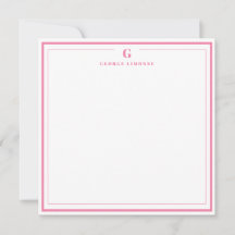 Papeterie personnalisée avec monogramme rose et bo