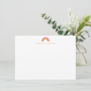 Carte De Correspondance Papeterie personnalisée avec nom et arc-en-ciel ro