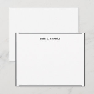 Carte De Correspondance Papeterie personnalisée avec nom et bordure gris f