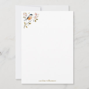 Carte De Correspondance Papeterie personnalisée avec oiseau chanteur aquar