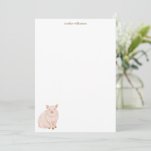 Carte De Correspondance Papeterie personnalisée avec un animal mignon coch