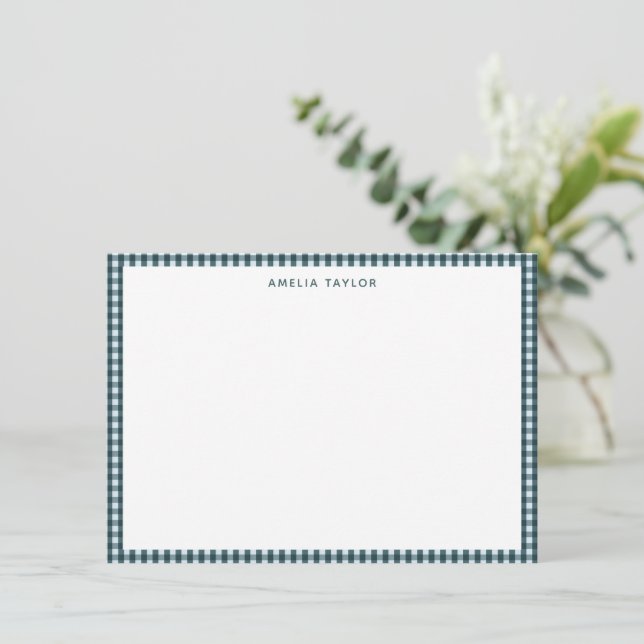 Carte De Correspondance Papeterie personnalisée avec une bordure à carreau (Debout devant)
