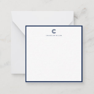 Carte De Correspondance Papeterie personnalisée avec une bordure bleu mari