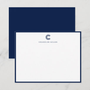 Carte De Correspondance Papeterie personnalisée bordure bleu marine Classi