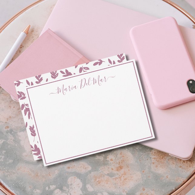 Carte De Correspondance Papeterie personnalisée Botanique Dusty Rose (Créateur téléchargé)