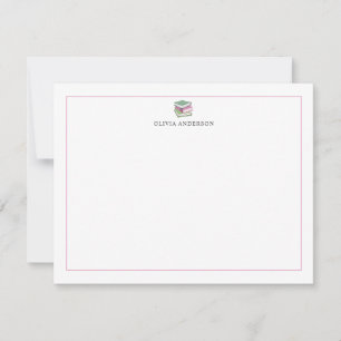 Carte De Correspondance Papeterie personnalisée de bordure de livres verts