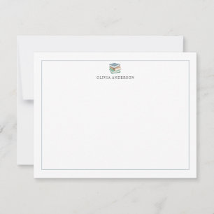 Carte De Correspondance Papeterie personnalisée de bordure de livres verts