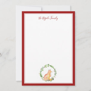 Carte De Correspondance Papeterie personnalisée de renard de Noël à l'aqua
