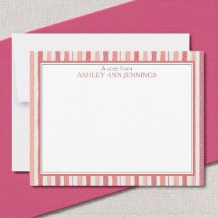 Carte De Correspondance Papeterie personnalisée élégante rayée rose