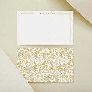 Carte De Correspondance Papeterie personnalisée florale dorée chic et fant