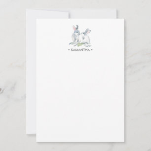 Carte De Correspondance Papeterie personnalisée Lapin Aquarelle