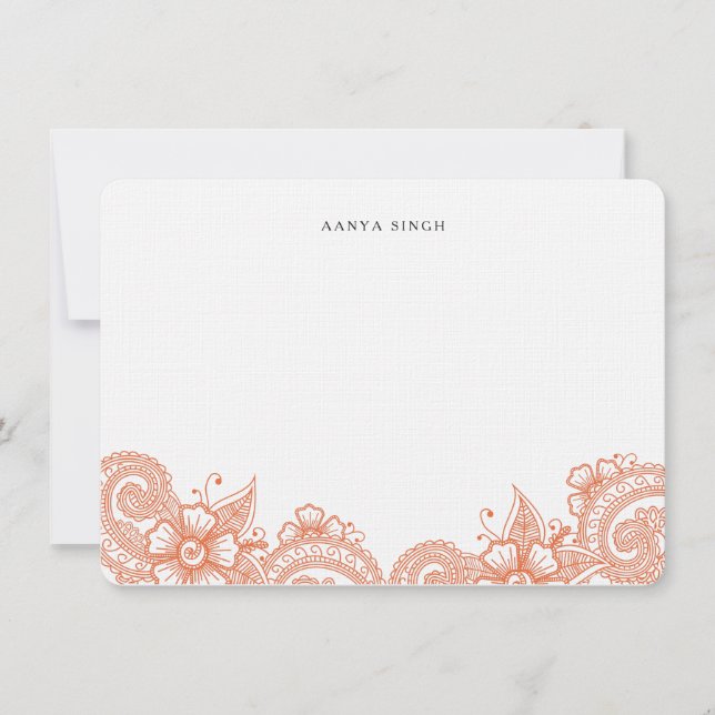 Carte De Correspondance Papeterie personnalisée Mod Mehandi (Devant)