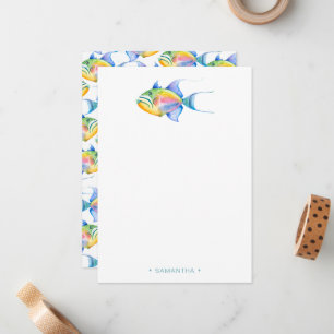 Carte De Correspondance Papeterie Personnalisée Poisson Tropical Coloré No